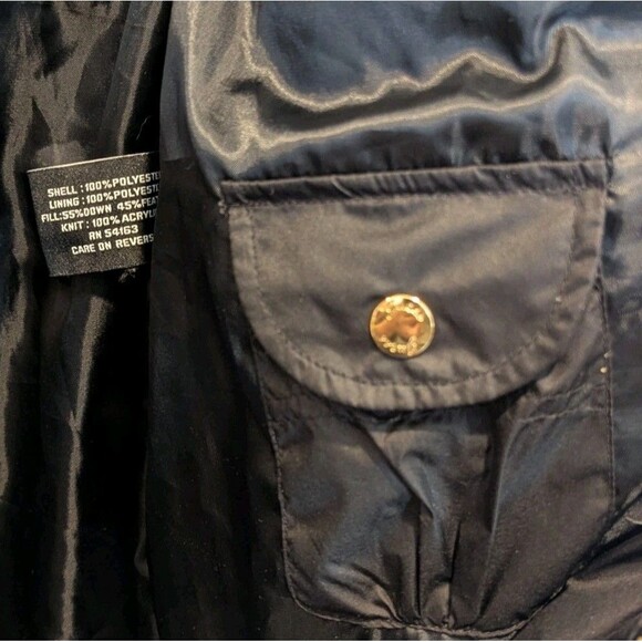 Guess Black Longline Down Feather Puffer Coat Y2K Gold Hardware Urban Streetwear - Picture 8 of 8